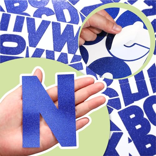 Image of Harloon 232 Pcs Large Glitter Letter Stickers 24 Sheets Classroom Bulletin Boards Decorations Big Font Alphabet Letter Self Adhesive Letters Stickers Back to School Decor DIY Craft(Blue,4 Inch)