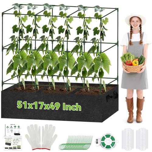 Cucumber Trellis for Garden - 51x17x49 Inch Garden Tomato Cages