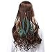 Produktbild AWAYTR Pfau Feder Stirnband indisch Kopfschmuck - Boho Kopfstück Hippie Schick Maskerade Einstellbar Haar Band zum Frauen Mädchen Haarschmuck (Beige)
