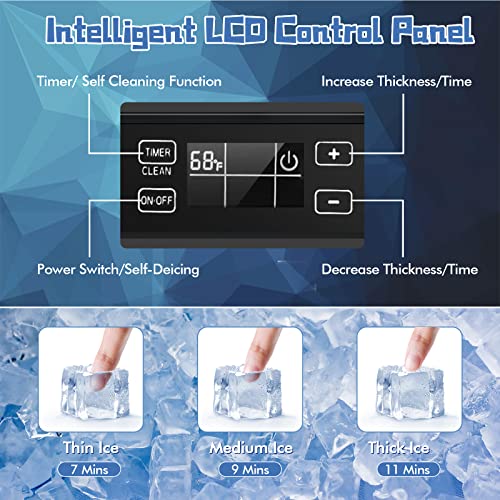Costway Commercial Ice Maker, 80Lbs/24H Freestanding And Under Counter 115V Industrial Ice Machine With Self-Cleaning Function, 24H Timer, Lcd Display, Drain Pump, Reversible Door, 25 Lbs Ice Bin #TOP2