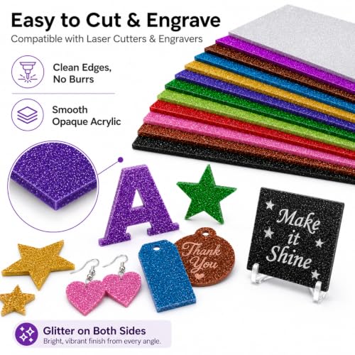 Image of Acrylic Sheets Both-Side Glitter Acrylic Sheets 1 /8 Thick for Laser Cutting Engraving Plexiglass Sheets for Art Design Crafting DIY Home Decore Festival Ornaments (6, Multi, 8 * 8)