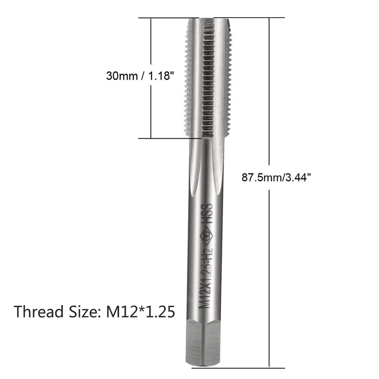 TOP-VIGOR M12 x 1.25mm Straight Flute Screw Thread Tap, Thread Milling Tap with H2 Tolerance - Image 2