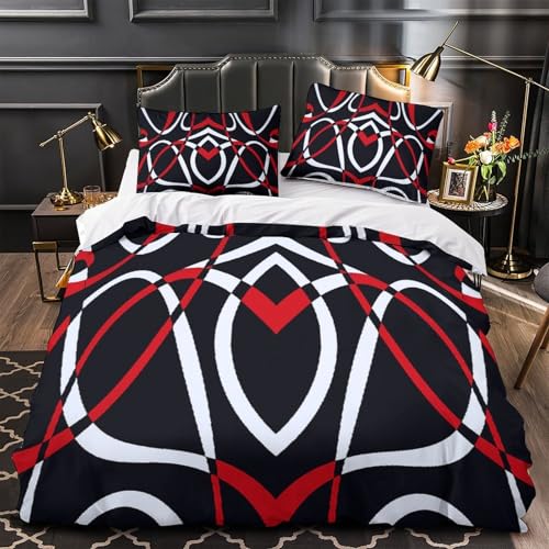 Housse de couette effet 3D minimaliste avec fermeture éclair lit king 240x220