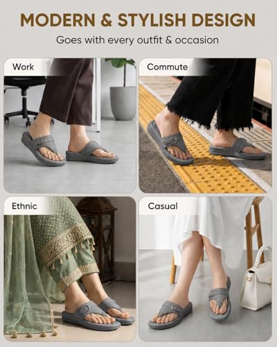 Image of Carrito, Women Wedge Heels Thong Sandals| Comfortable Flats Sandals | Comfort Orthopaedic Sandals for Women| Doctor Slippers /Flip-Flops | Arch Support & Heel Cushion | Lightweight Anti-Skid Sole | Ultra-Cushioned Shock Absorbing Footbed | Available in Open Toe & Toe Separator Style