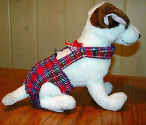 Joybies Plaid Piddle Pants for XXXsmall Male Dog (7"-9" inches / 17.78 cm / 22.86 cm Along Spine , From Collar to Base of Tail) XXX Small Red Plaid