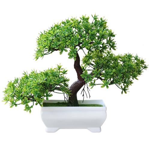 1pc Árbol de bonsai artificial, 7.5x10 árbol de bonsai realista, árbol de bonsai de simulación falso, planta decorativa en maceta, árbol de bonsai pequeño artificial para la mesa de la oficina e