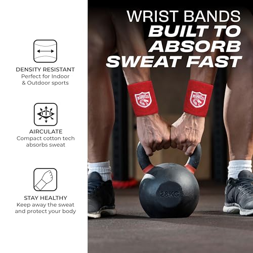 Image of NIVIA X Punjab Kings Wristband 6 Inch - Sweat-Wicking Cotton, Secure Stretch Fit, Wrist Support for Gym, Training & Match Play (Pack of 1) Large, Red