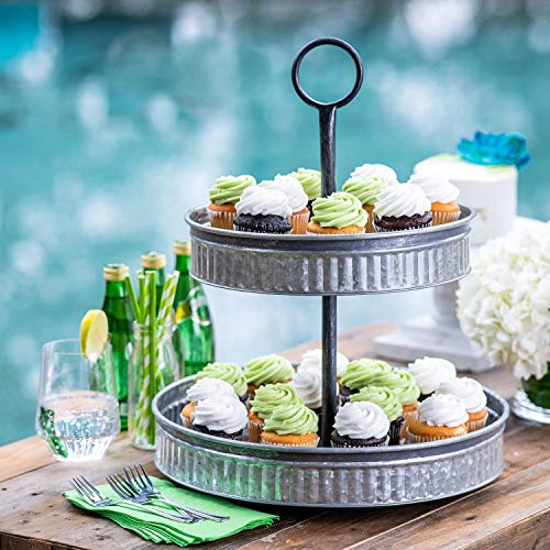 Sam's West Galvanized 2-Tier Serving Set