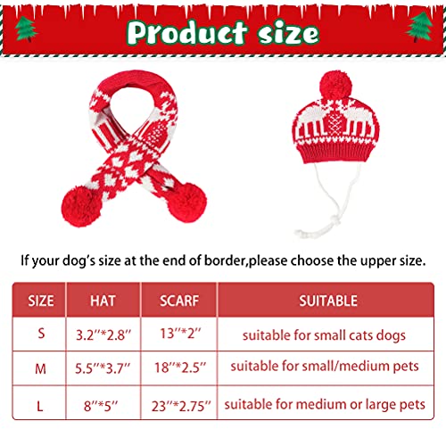 Dog Christmas Costume - Xmas Reindeer Scarf and Hat Set Party Accessories Knit for Pet Kitty, Small to Large (S) - Image 3