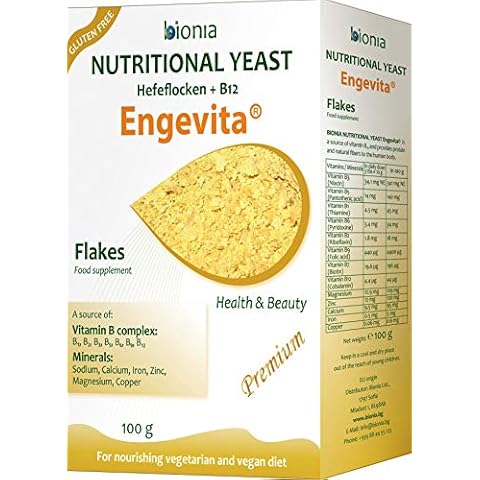Bionia Nährhefe Engevita mit Vitamin B12 - Nutritional Yeast Flakes with Vitamine B12 - 100 g (Pack of 4) Cover