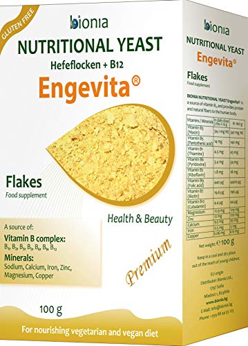 Bionia Nährhefe Engevita mit Vitamin B12 - Nutritional Yeast Flakes with Vitamine B12 - 100 g (Pack of 4) Cover