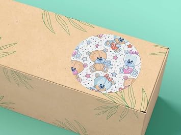 Sevimli Ay c k Sticker 4 cm Yuvarlak Mat  kartma   Cute Bear Kids Etiket 40 Adet    ocuk, Hediyelik, Parti Sticker