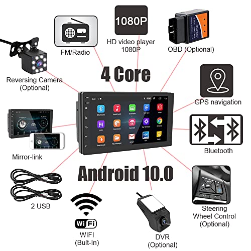VATINE Bluetooth Wi-Fi GPS De Navegação 1 + 16 Gb Rádio Do Carro Android 10.0 2 Din Multimídia MP5 P