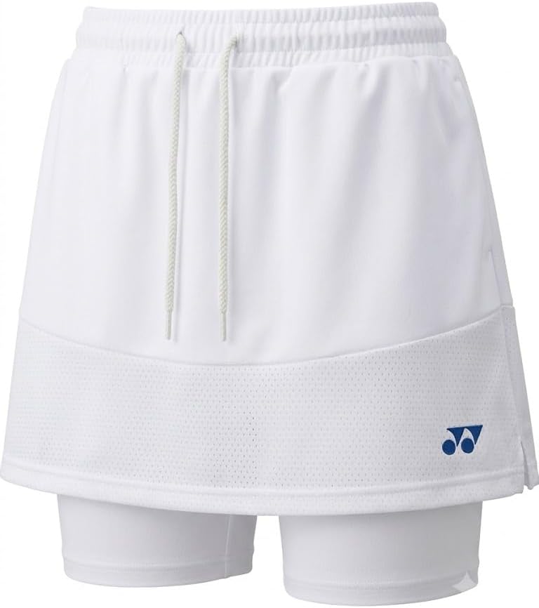 YONEX Women's Athletic Performance Skort with Built-in Inner Shorts – Lightweight Quick-Dry Tennis & Badminton Skirt (White, US Medium)