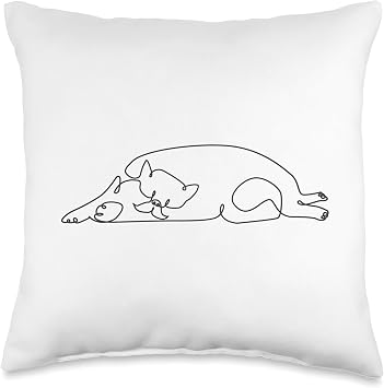 Huebucket One Line Lazy Persian Cat Throw Pillow, 16x16, Multicolor