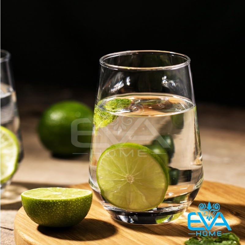 Image of Premium Juice Glasses Drinking Glasses, Highball Lead-Free Glasses, Tumblers for Water, Juice, Beer, Cocktail and Mixed Drinks - Pieces, Transparent (Juice Glasses, 2 Count (Pack of 1)) 400 ml