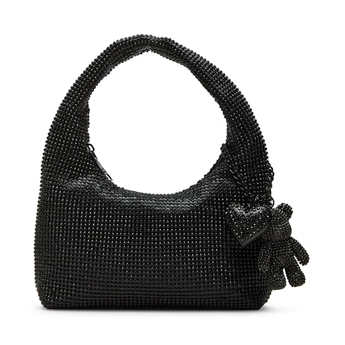 Steve Madden Teddie Rhinestone Hobo with Bear Hang Off, Black