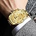 OLEVS Gold Watch for Men Chronograph Fashion Dress Moon Phase Large Stainless Steel Waterproof Luminous Business Reloj para Hombre