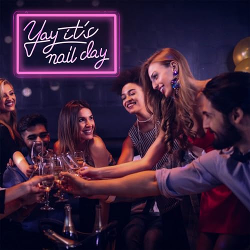 Image of Nail Day Light Up Neon Sign, Acrylic Wall Mount Decor, Dimmable USB Powered, 13.8 x 8.54 in, for Girls Room