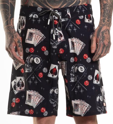 Sullen Eightball Tattoo Lifestyle Graphic Swim Boardshorts Black3