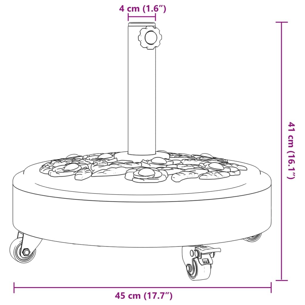 vidaXL Podstawa do parasola, z kółkami, do słupków Ø38/48 mm, 27 kg, podstawki na parasole, uchwyty na parasole, stojaki na parasole