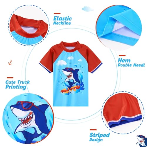 Image of Kids Swimsuit Boys Two Pieces Shark Swimsuit Toddler Rash Guard and Trunk