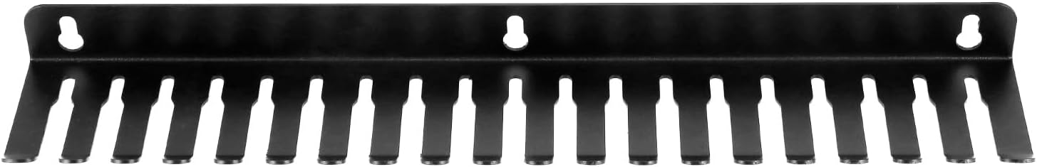 QWORK Cable Hanger Organizer for Efficient Cable Management - 19 Slots Each, 2-Pack, Wall Shelf Mount, Black - Ideal for Home and Office, Supports Various Cables