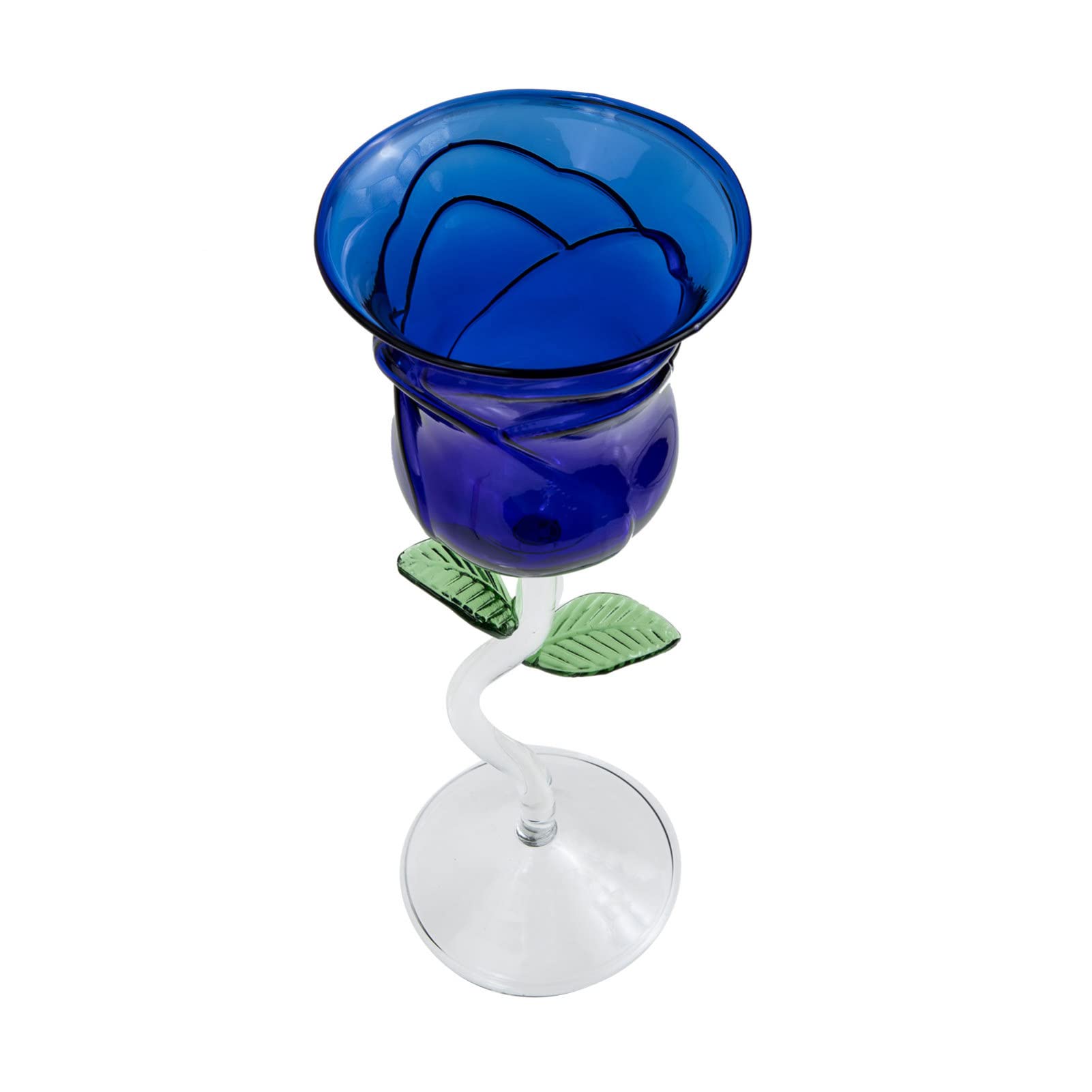 Verre à vin rouge fleur de rose bleu pour remplacer la vaisselle triste