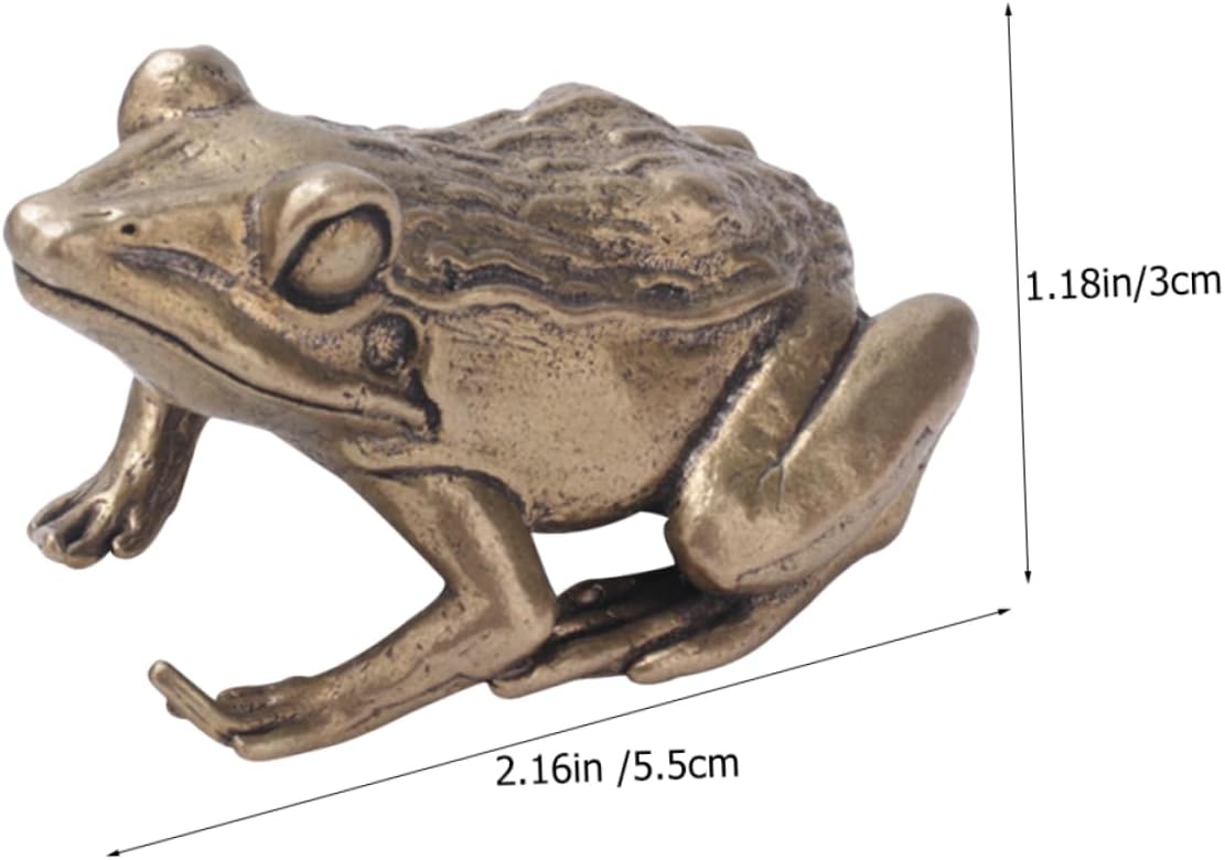 Zerodeko Brass Frog Figurine Tea Pet Desktop Ornament for Home Decor image 2