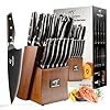 16-Piece Damascus Knife Set with VG10 Core Blades, 67-Layer Damascus Steel, Black Titanium Coated Kitchen Knives for Polished Ebony Wood Handle, Professional Chefs & Home Cooking