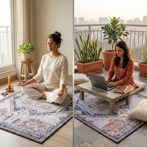 Image of Dream Weaverz Anti Slip Rectangular Carpet for Living Room & Hall | Silk | Flat Woven Soft Washable Floor Mat for Home, Bedroom Floor & Kitchen | Durable Anti Skid Rug for Daily Use (3 X 5) feet