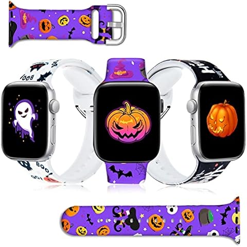 Blinkbrione Silicone Apple Watch Band 3 Packs For Iwatch 38/40/41mm, Silicone Holiday Printed Watch Strap Replacement for iwatch Series 8/7/6/5/4/3/2/1/SE, Smartwatch Wristband for Women Men Cover