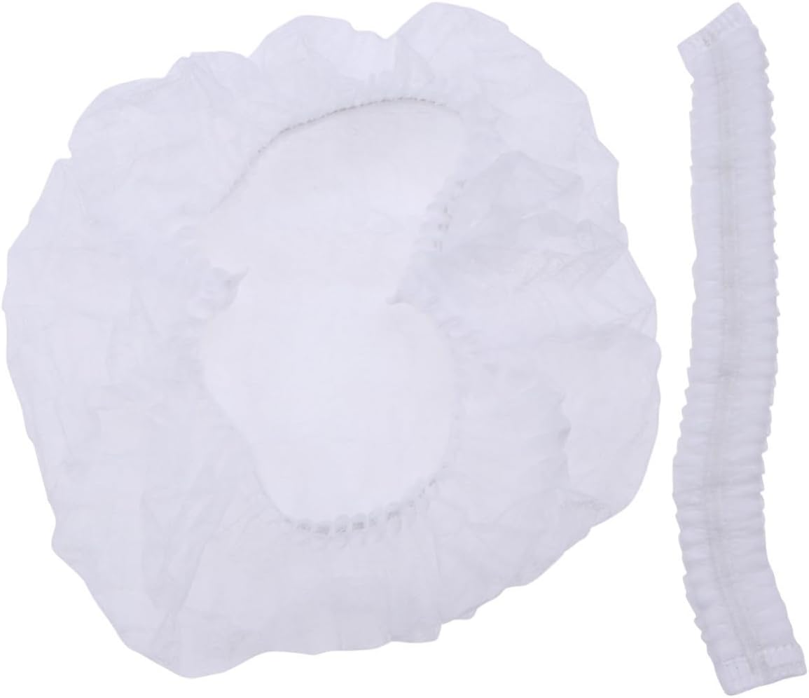 SEWACC 100pcs Disposable Non-woven Hair Net Cap, White Space-saving Storage