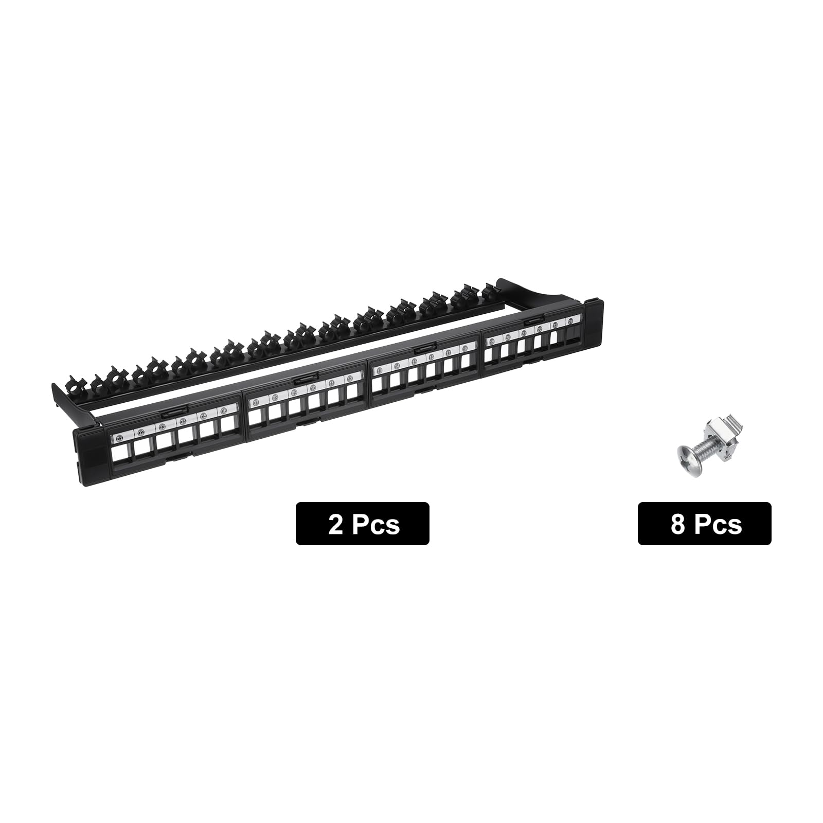 QUARKZMAN 2Pcs 1U Panneau de Brassage naturel 24 Ports, Baie de Brassage Montable en Rack 19 Pouces et Murale pour Serveurs Réseau, Services Multi-Terminaux, avec Gestion des Câbles