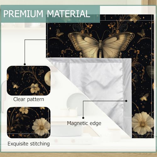 Image of Retro Butterly Refrigerator Magnet Cover,Gothic Garden Flower Washable Dishwasher Magnets Decorative Cover,Home Kitchen Decorative Dishwasher Front Panel Cover 23x26 Inch