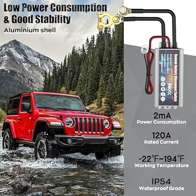 IMAYCC Battery Kill Switch for Car 12V 120A, Remote Battery Disconnect Switch Top Post, Car Anti Theft Kill Switch, Cut Off Shut Off Switch for Auto,Vehicle, RV, ATV,Truck.