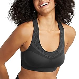 Champion, Infinity Racerback, Moderate Support, Seamless Sports Bra for Women, Black, X-Small