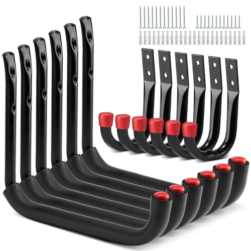 Sinoer Garage -Haken, 12pcs Wandmontage Garage Storage Hooks, für Gartenwerkzeuge, Leitern, Fahrräder, sperrige Gegenstände