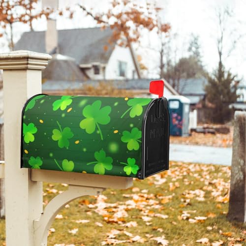 Image of St Patricks Day Mailbox Covers Magnetic Standard Size 18 X 21 Inch Green Shamrocks Mailbox Cover Spring Lucky Clover Magnetic Mailbox Wraps Holiday Post Letter Box Cover for Garden Yard Outside Decor