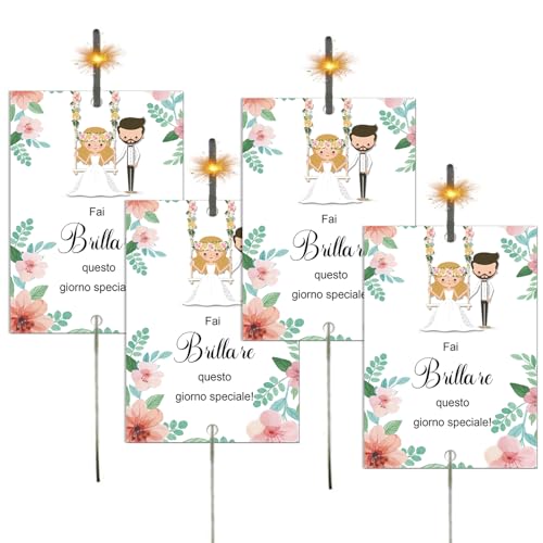 50pz Etichette Scintille Luminose Matrimonio, Cartoncini per Stelline Scintillanti Stelle Filanti Matrimonio Nozze Sposi Taglio Torta Anniversario Compleano Decorazioni