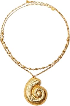 LIANXUE Simple Conch Pendant Necklace for Women Egirl Korean 2-Layer Fashion Punk Sweater Neck Chain Trend Jewelry Gold Color Alloy
