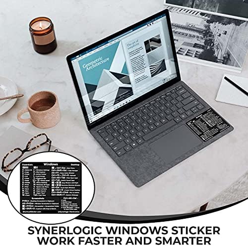 Synerlogic Windows PC Reference Keyboard Shortcut Sticker | Vinyl, Laminated Windows Shortcut Sticker for PC Laptop or Desktop | Shortcuts Cheat Sheet (Black/Small) - 3