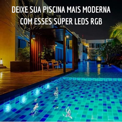 Kit 2 Led Para Piscina RGB Áquarios Vasos Prova D'água Controle Decoração Colorido