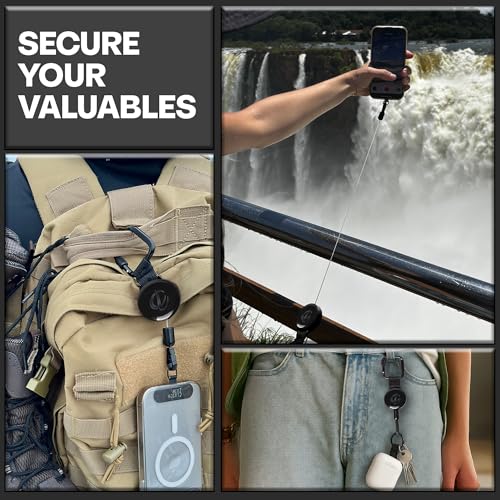 Image of ClutchLoop Anti-Theft Phone Tether - Universal Adhesive Anchor, Retractable Steel Line and Locking Carabiner