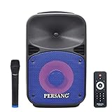 Persang Bluetooth Trolley Speaker with UHF Wireless Mic, 30 Watts RMS/3000 PMPO, 4 Hrs Playtime, 20.32 CM Woofers with Remote Controls for Mic, USB, SD Card, AUX Connectivity, 1 Year Warranty