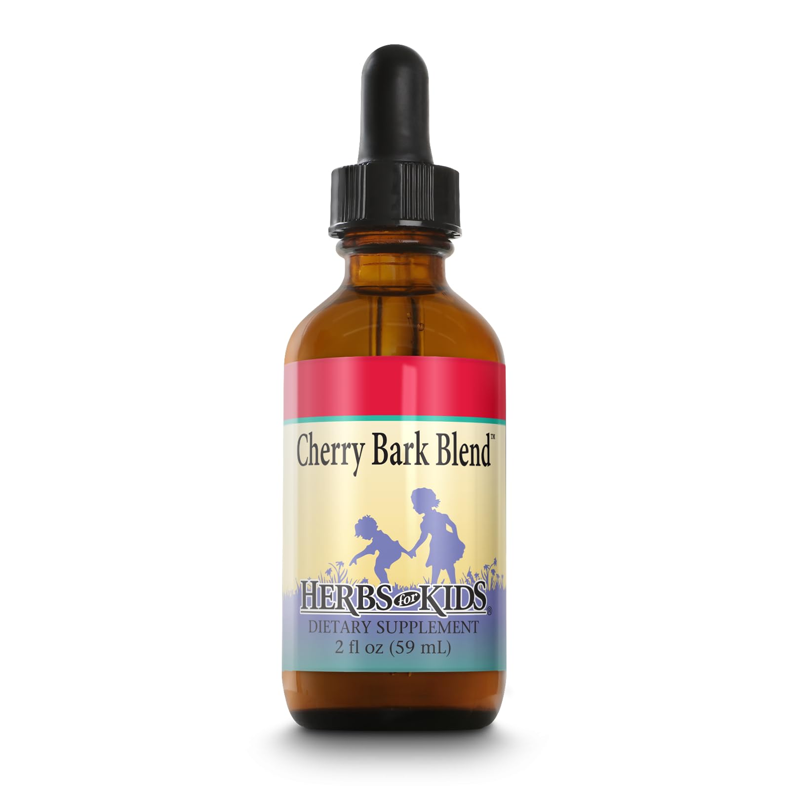 Herbs For Kids Cherry Bark Blend - Proprietary Blend of Orange Peel, Thyme, Peppermint Cherry Bark, Mullein Leaf, and More - Ages 1 and Up - Made Without Alcohol - 20 Servings - 2 FL OZ