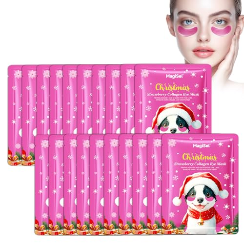 Maschera idratante per gli occhi natalizia, Collagene Patch Occhi, Patch Occhiaie e Borse, Anti-Rughe e Anti-Occhiaie, Anti Età e Rimuovi Borse, Effetto Idratante e Riduce Le Linee Sottili, 20 paia