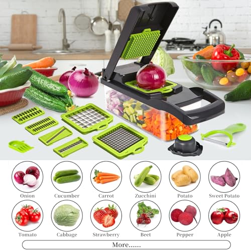 16-in-1 Kitchen Vegetable Chopper, Mandoline Food Slicers, Vegetable Cutters, Cheese Grater, Dicer Machine, Veggie Onion Salad Food Chopper with Container, Potato Chipper, Kitchen Tools & Gadgets - Image 6