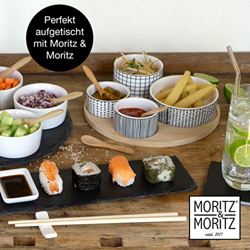 Moritz & Moritz 4 x witte dipschalenset met houten plank, dipschaaltjes voor snackschalen, keramiek, dipschalenset, kleine kommen als sausschaaltjes, snackschalen, dessertkommen - Image 8