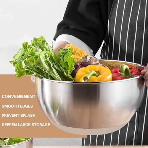 Aikkil Mixing Bowls With Airtight Lids, 20 Piece Stainless Steel Metal Nesting Bowls, Non-Slip Silicone Bottom, Size 7, 3.5, 2.5, 2.0,1.5, 1,0.67Qt Great For Mixing, Baking, Serving (Khaki) #TOP6